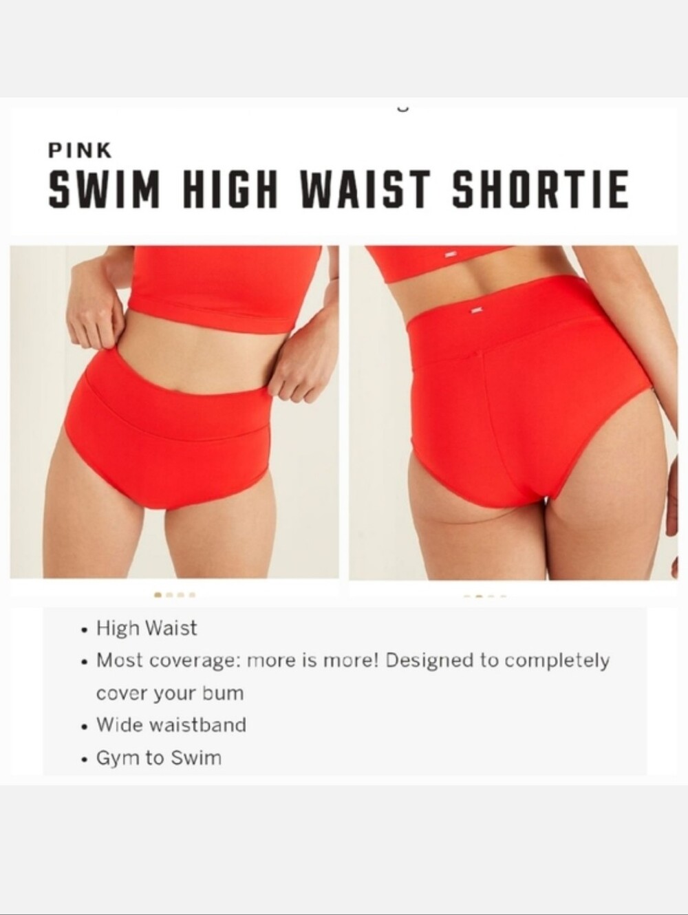 Victoria's secret pink swim high waist shortie bikini bottom MEDIUM RED